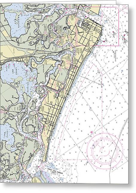 Atlantic City New Jersey Nautical Chart - Greeting Card