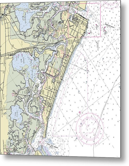 A beuatiful Metal Print of the Atlantic City New Jersey Nautical Chart - Metal Print by SeaKoast.  100% Guarenteed!