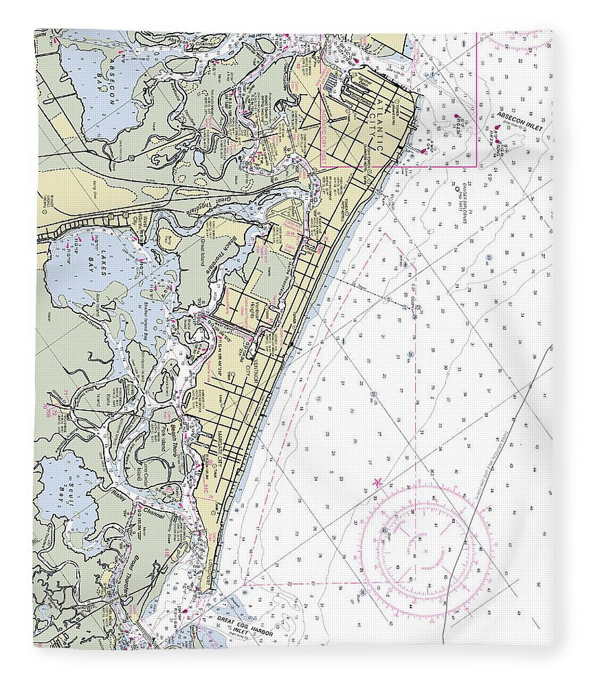 Atlantic City New Jersey Nautical Chart Blanket