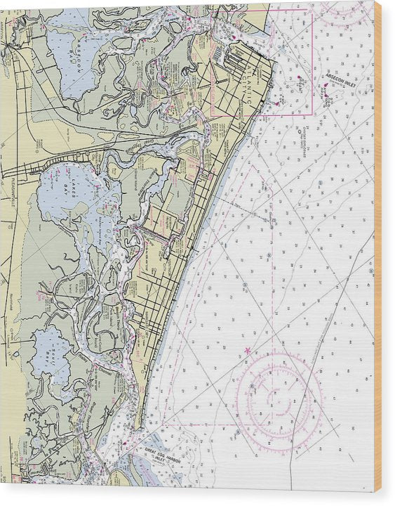 Atlantic City New Jersey Nautical Chart Wood Print