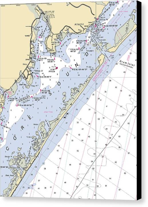 Atlantic-north Carolina Nautical Chart - Canvas Print