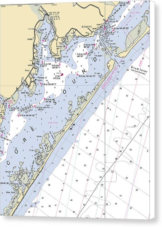 Atlantic-north Carolina Nautical Chart - Canvas Print