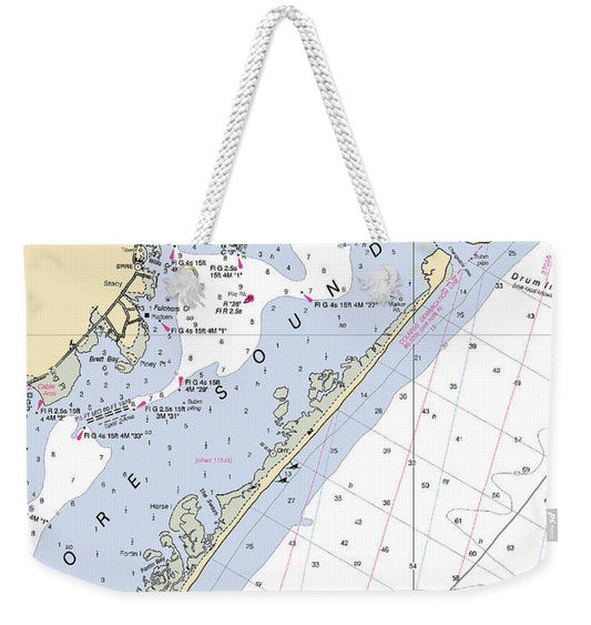 Atlantic-north Carolina Nautical Chart - Weekender Tote Bag