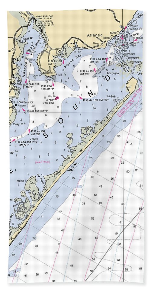 Atlantic-north Carolina Nautical Chart - Bath Towel