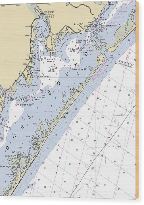 Atlantic-North Carolina Nautical Chart Wood Print