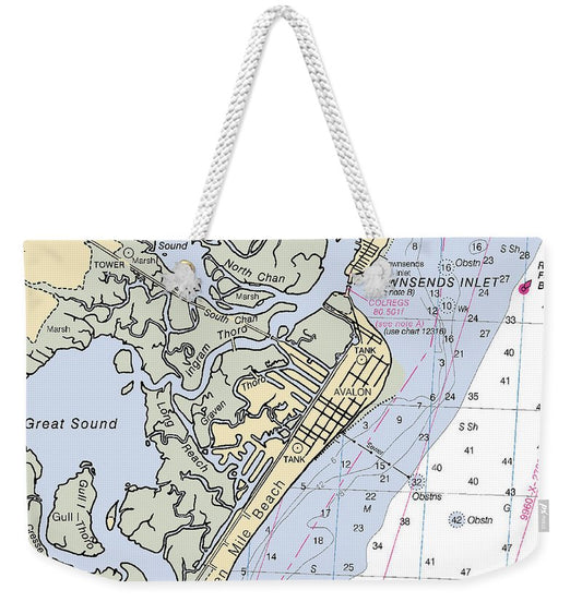 Avalon-new Jersey Nautical Chart - Weekender Tote Bag