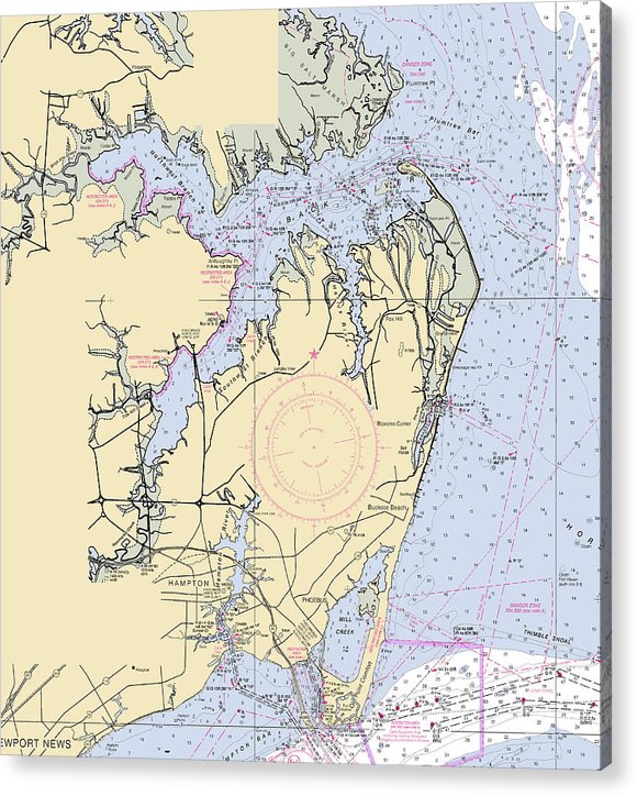 Back River To Newport News-Virginia Nautical Chart  Acrylic Print