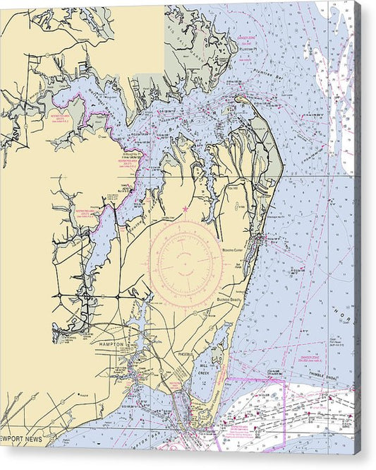 Back River To Newport News-Virginia Nautical Chart  Acrylic Print
