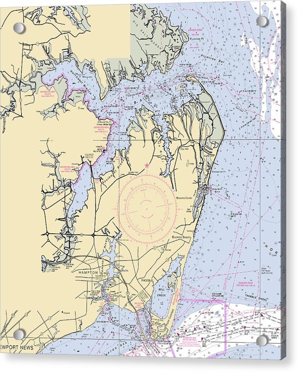 Back River To Newport News-virginia Nautical Chart - Acrylic Print