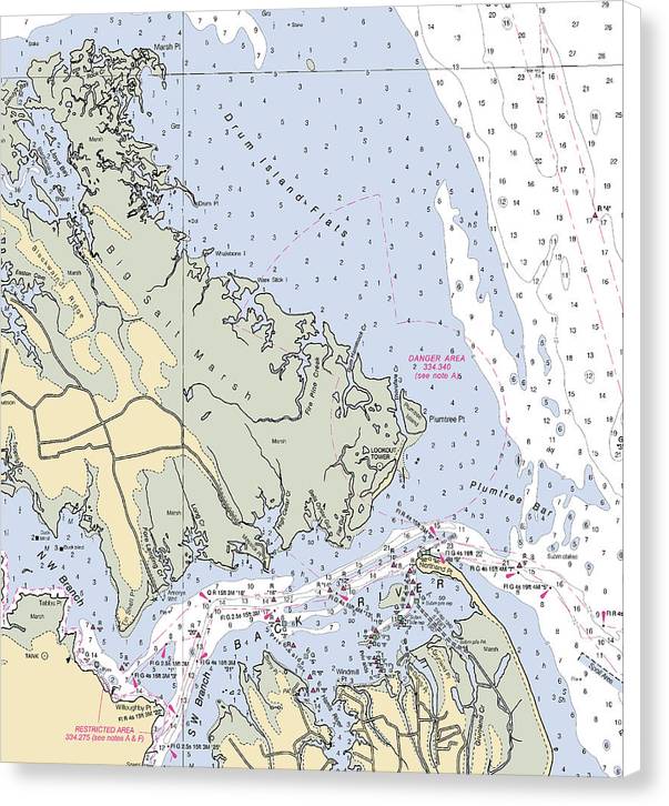 Back River-virginia Nautical Chart - Canvas Print