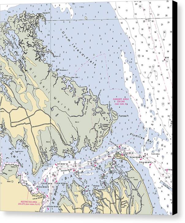 Back River-virginia Nautical Chart - Canvas Print