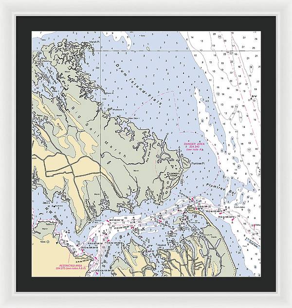 Back River-virginia Nautical Chart - Framed Print