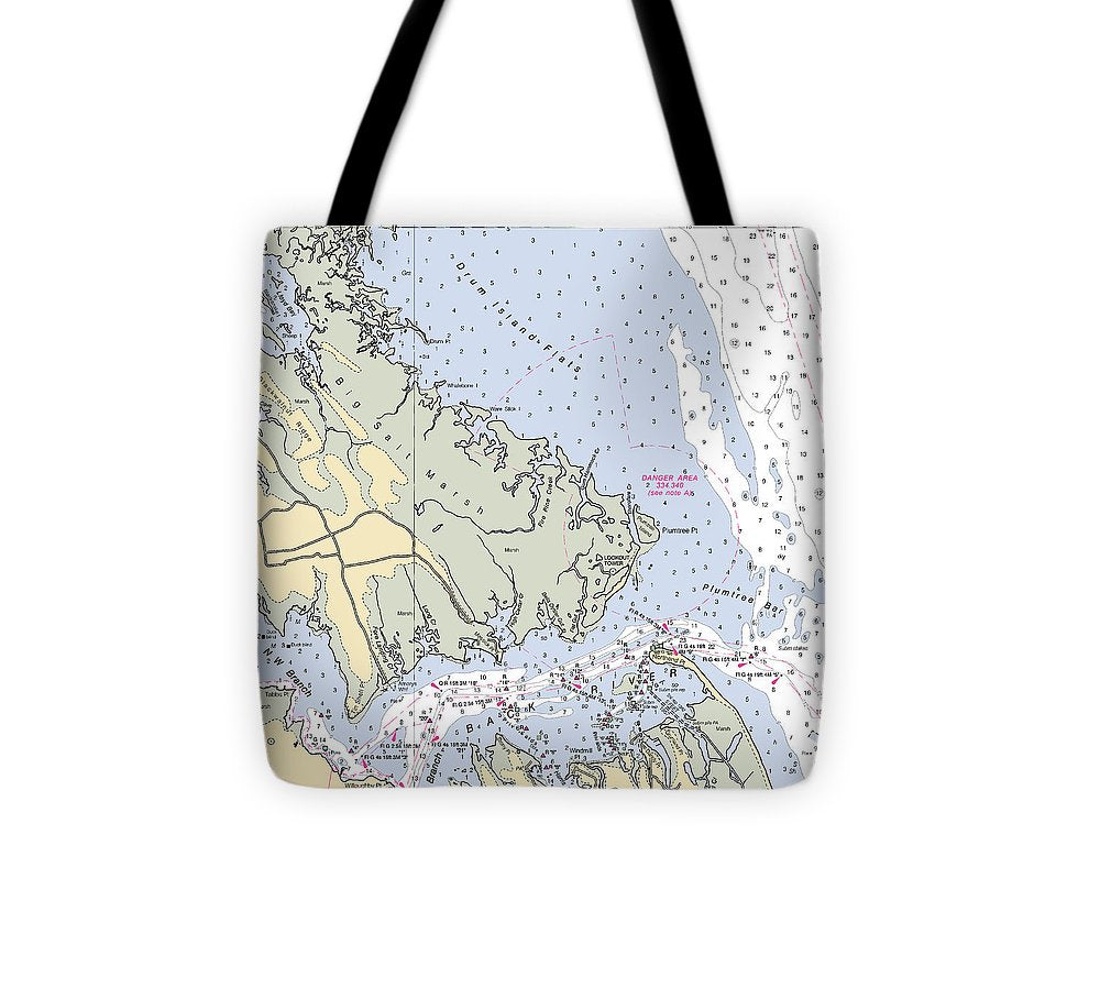 Back River Virginia Nautical Chart Tote Bag