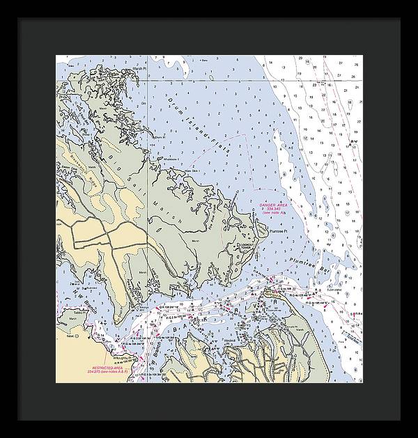 Back River-virginia Nautical Chart - Framed Print