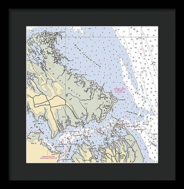 Back River-virginia Nautical Chart - Framed Print