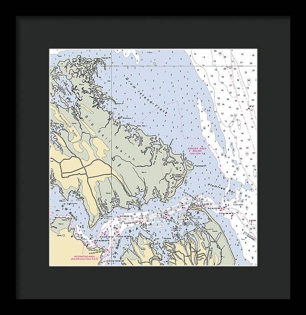 Back River-virginia Nautical Chart - Framed Print