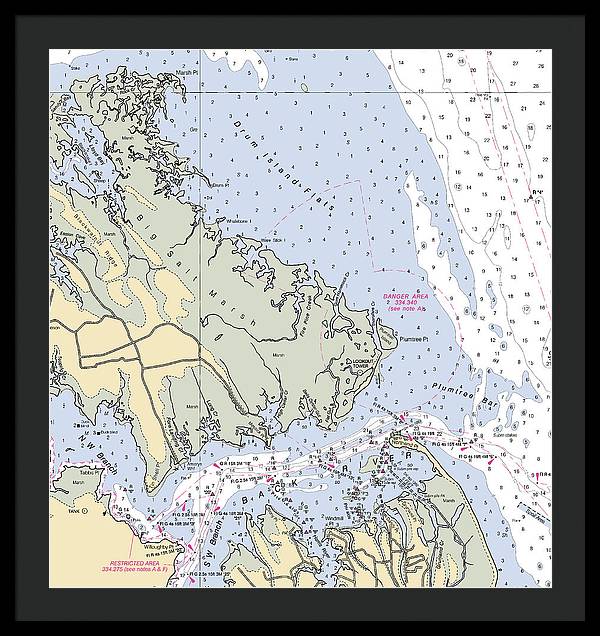 Back River-virginia Nautical Chart - Framed Print