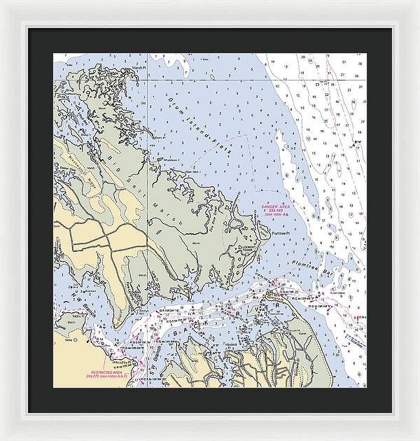 Back River-virginia Nautical Chart - Framed Print