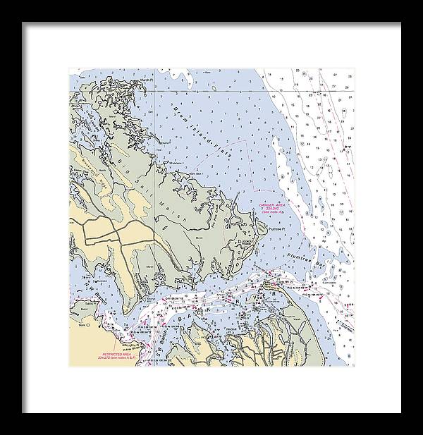 Back River-virginia Nautical Chart - Framed Print