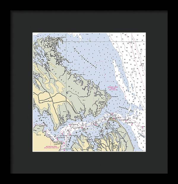 Back River-virginia Nautical Chart - Framed Print