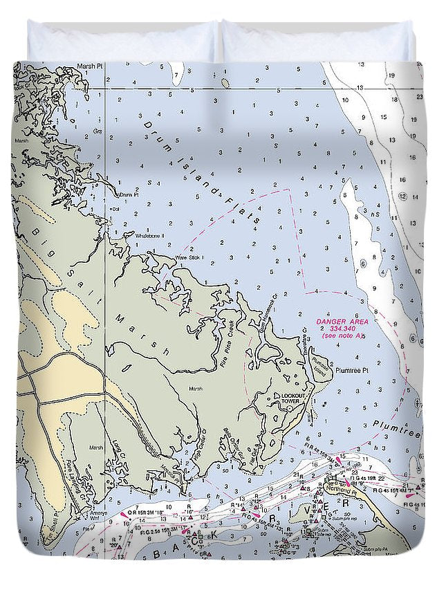 Back River-virginia Nautical Chart - Duvet Cover