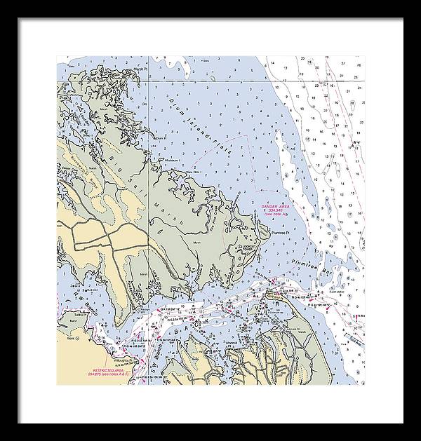 Back River-virginia Nautical Chart - Framed Print