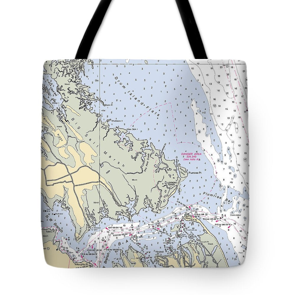 Back River-virginia Nautical Chart - Tote Bag