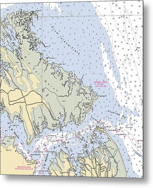 A beuatiful Metal Print of the Back River-Virginia Nautical Chart - Metal Print by SeaKoast.  100% Guarenteed!