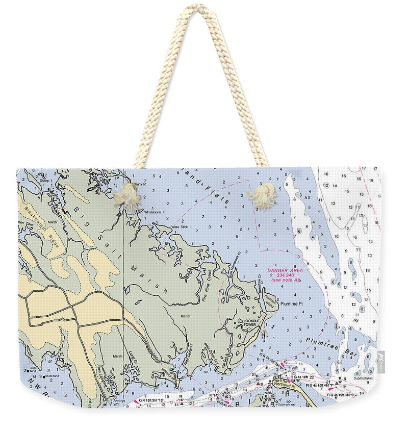 Back River-virginia Nautical Chart - Weekender Tote Bag