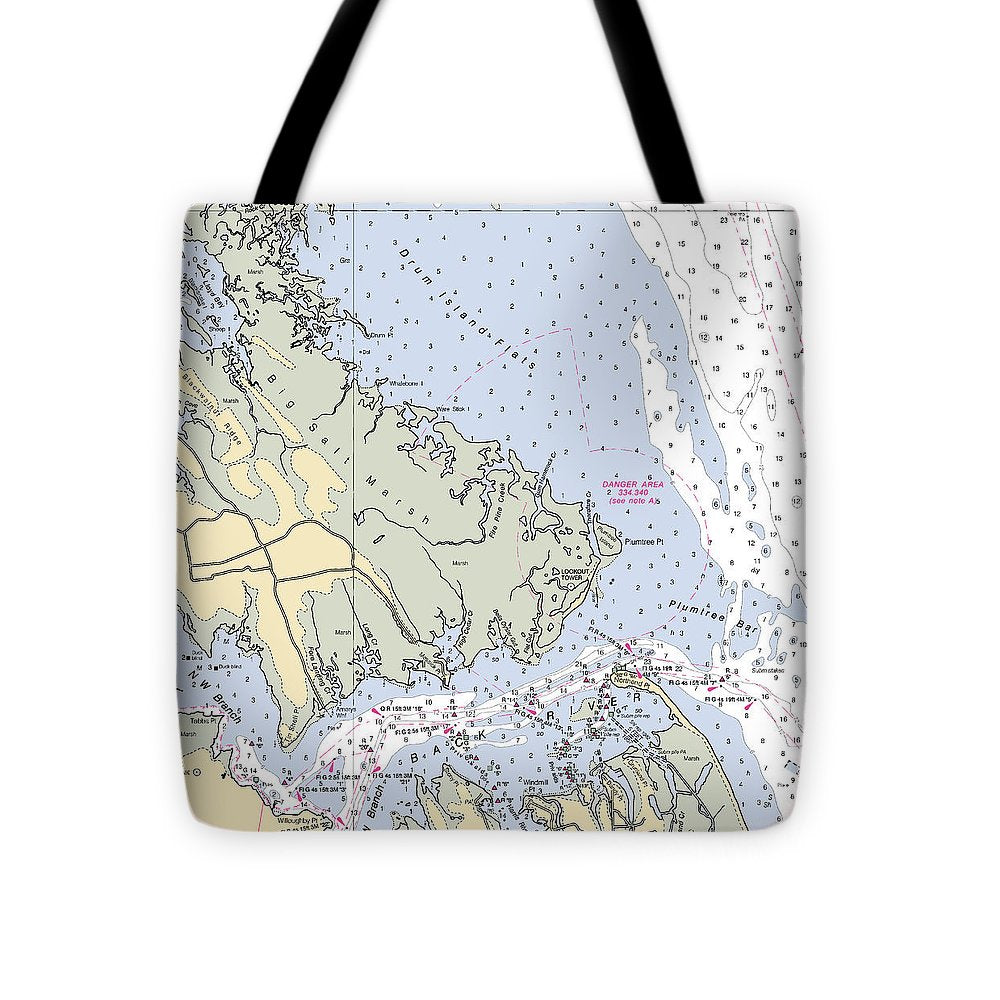 Back River-virginia Nautical Chart - Tote Bag