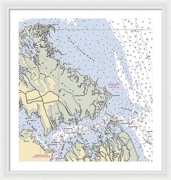 Back River-virginia Nautical Chart - Framed Print