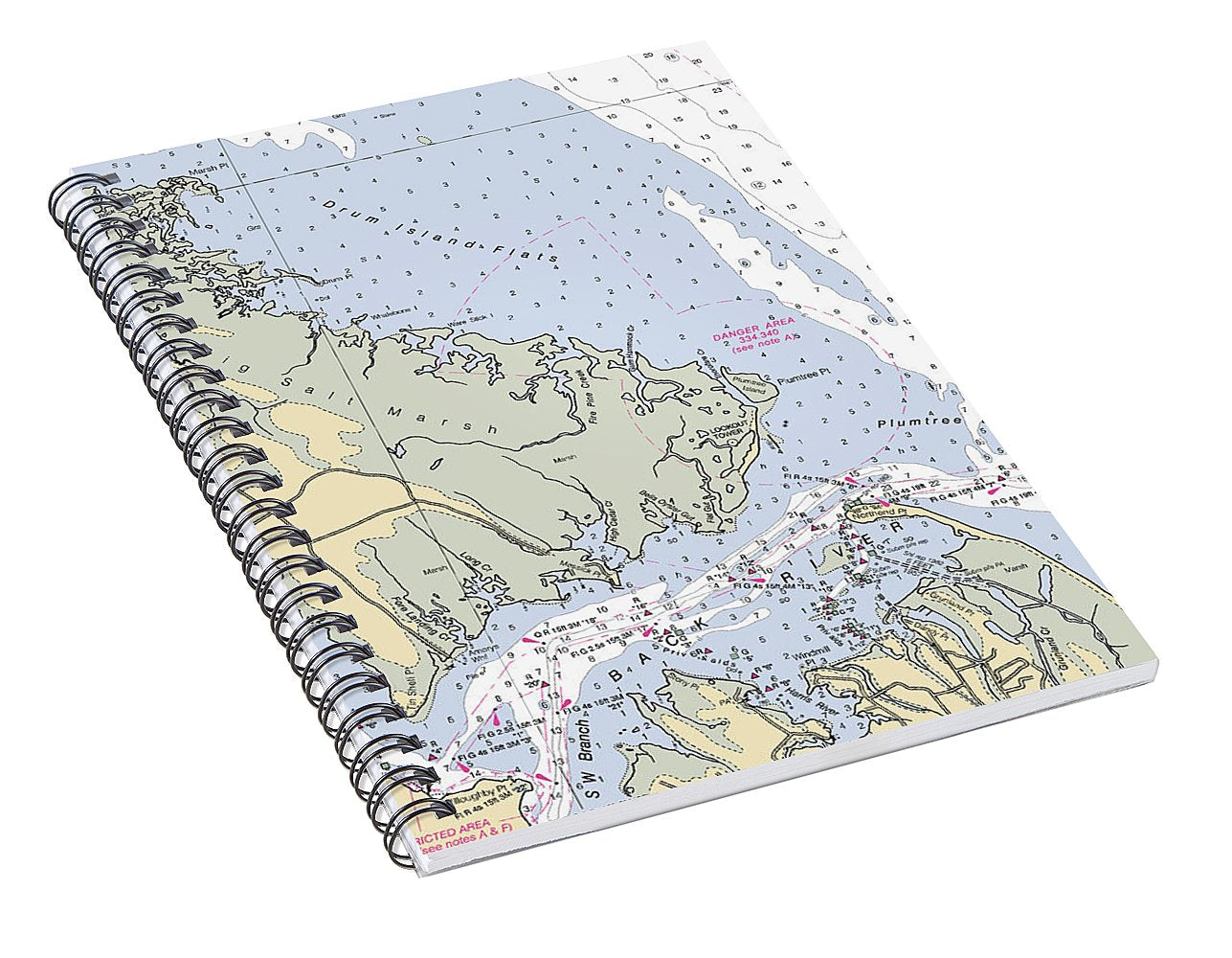 Back River-virginia Nautical Chart - Spiral Notebook