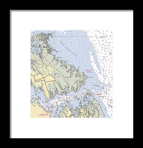 Back River-virginia Nautical Chart - Framed Print