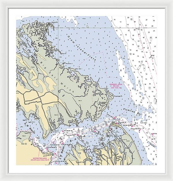 Back River-virginia Nautical Chart - Framed Print