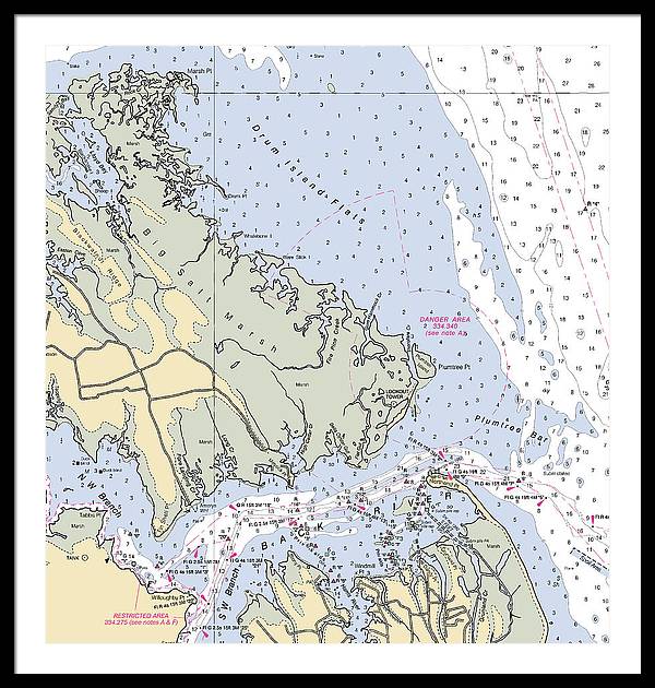 Back River-virginia Nautical Chart - Framed Print