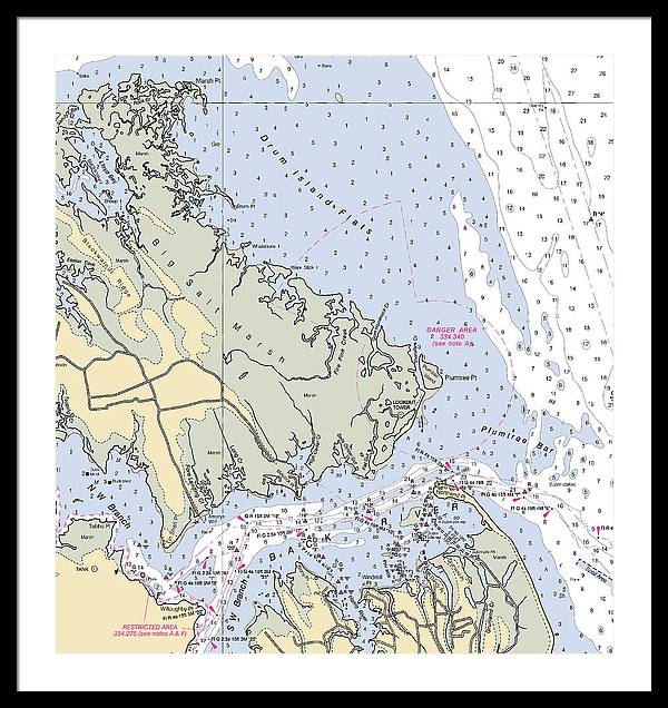 Back River-virginia Nautical Chart - Framed Print