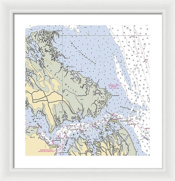 Back River-virginia Nautical Chart - Framed Print