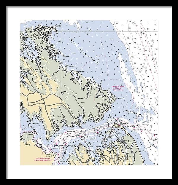 Back River-virginia Nautical Chart - Framed Print