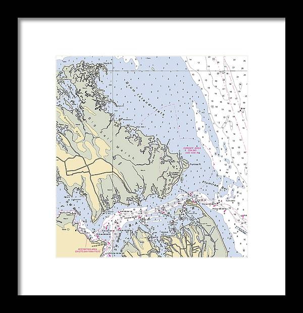 Back River-virginia Nautical Chart - Framed Print