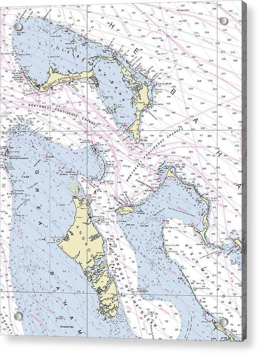 Bahamas North Nautical Chart - Acrylic Print