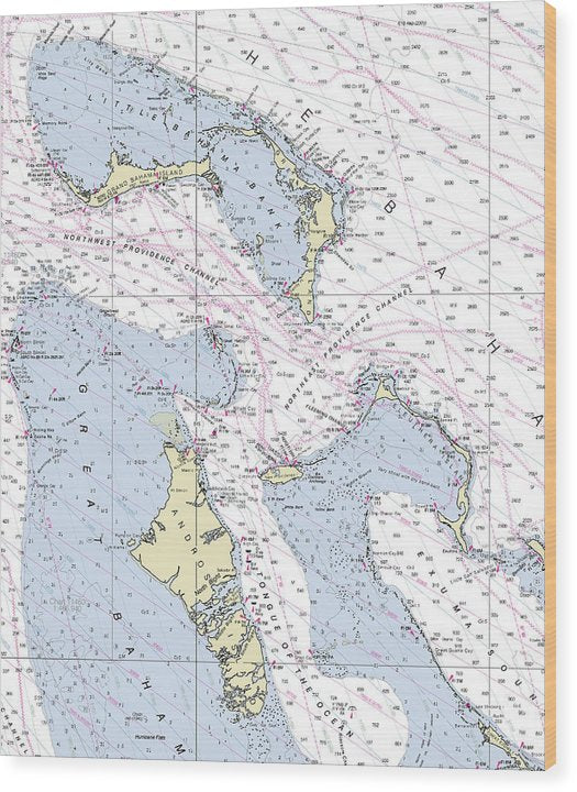 Bahamas North Nautical Chart Wood Print