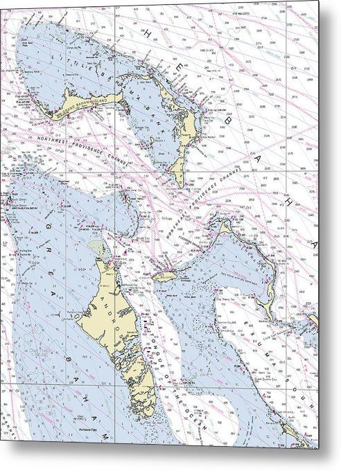 A beuatiful Metal Print of the Bahamas North Nautical Chart - Metal Print by SeaKoast.  100% Guarenteed!