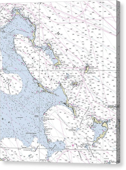 Bahamas South Nautical Chart Canvas Print
