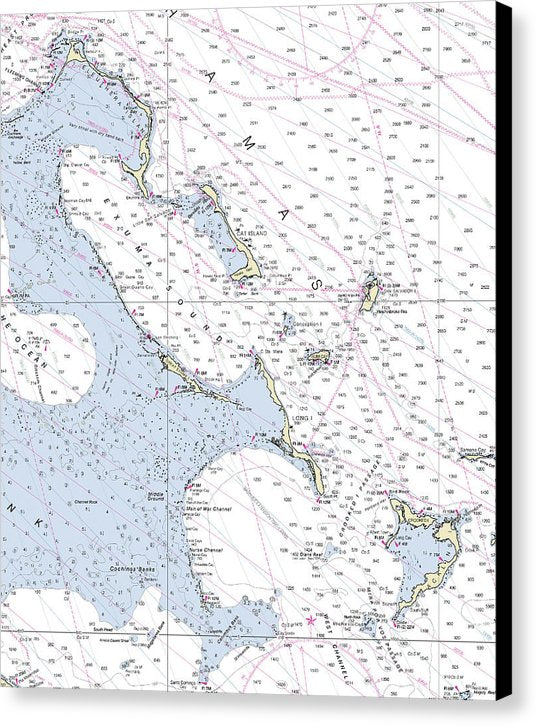 Bahamas South Nautical Chart - Canvas Print