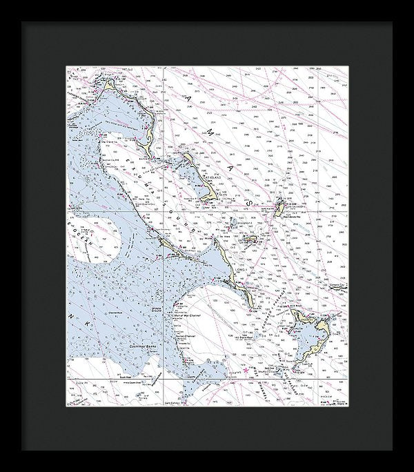 Bahamas South Nautical Chart - Framed Print