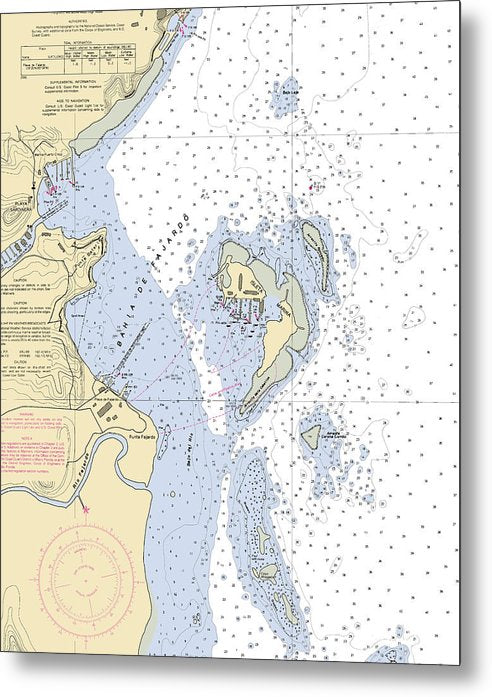 A beuatiful Metal Print of the Bahia De Fajardo-Puerto Rico Nautical Chart - Metal Print by SeaKoast.  100% Guarenteed!