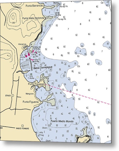 A beuatiful Metal Print of the Bahia Demajagua-Puerto Rico Nautical Chart - Metal Print by SeaKoast.  100% Guarenteed!