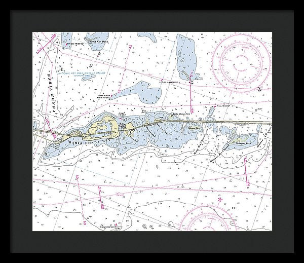 Bahia Honda Florida Nautical Chart - Framed Print