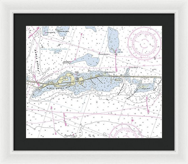 Bahia Honda Florida Nautical Chart - Framed Print