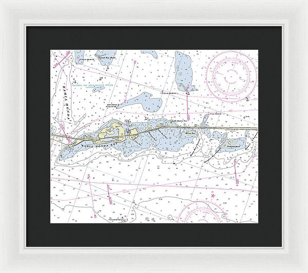 Bahia Honda Florida Nautical Chart - Framed Print